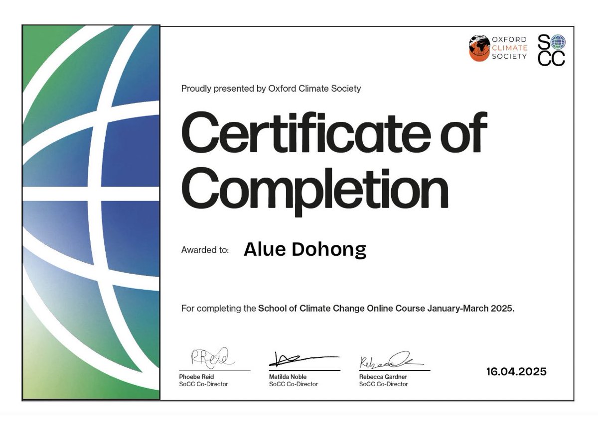Biarpun sudah tua tapi semangat ikut kursus ternyata masih terus ada, apalagi yg menyelenggarakan kursus adalah Oxford Climate Society, dinyatakan lulus dgn bukti Certificate of Completion.