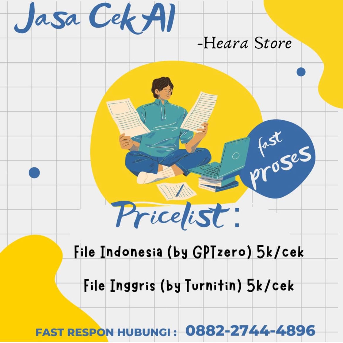 halo gais! buat yang lagi cari cek turnitin dan cek AI yang fast proses dan trusted? langsung order saja disini yaa
🎀 no repository
🎀 bebas req filter
🎀 sisa cek bisa dikeep tanpa batas waktu
#zonauang