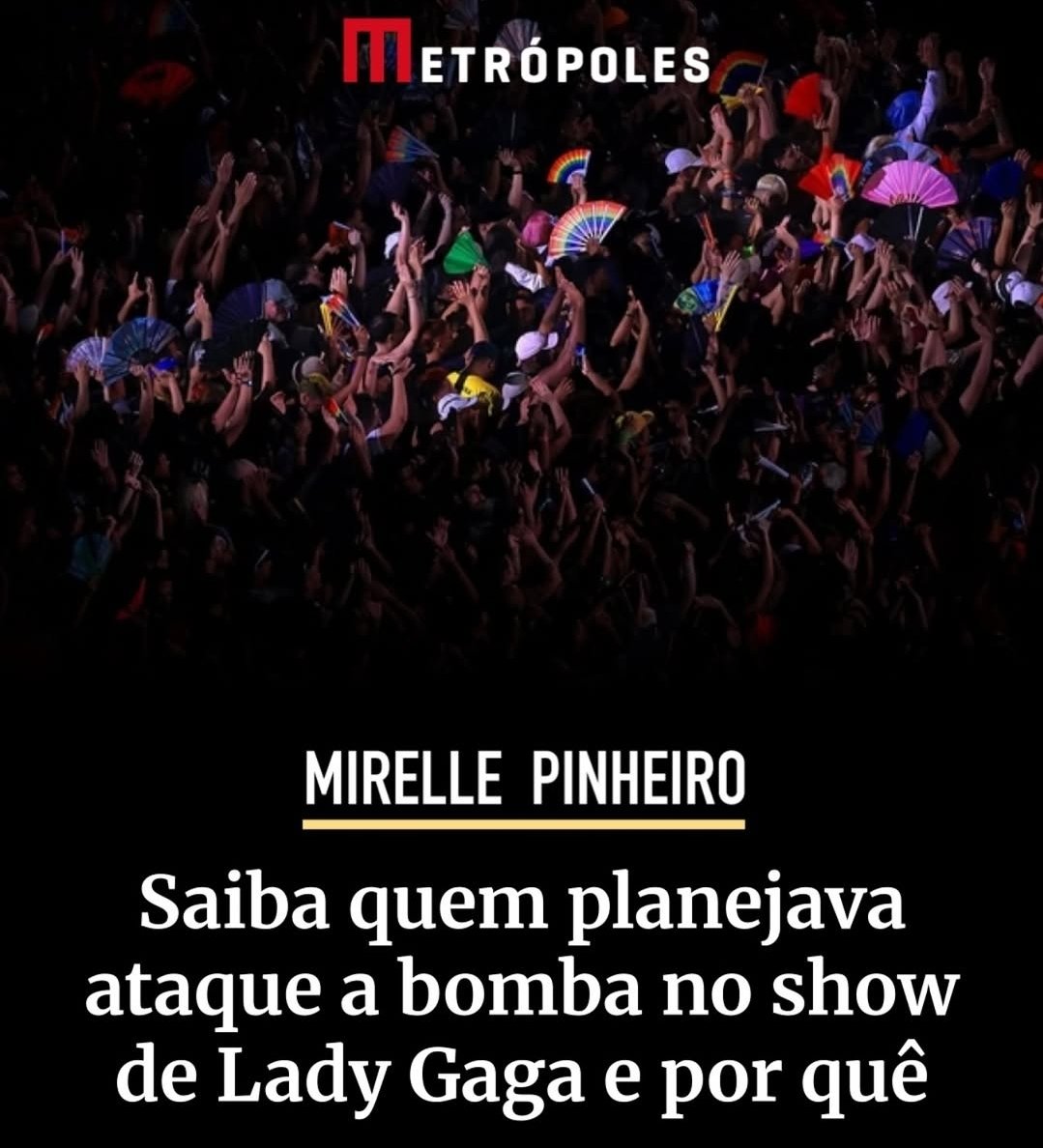 Grupo que odeia os lgbts+ planejavam atentando a bomba no show da Lady Gaga. Dá para saber em quem essas pessoas votaram, né.