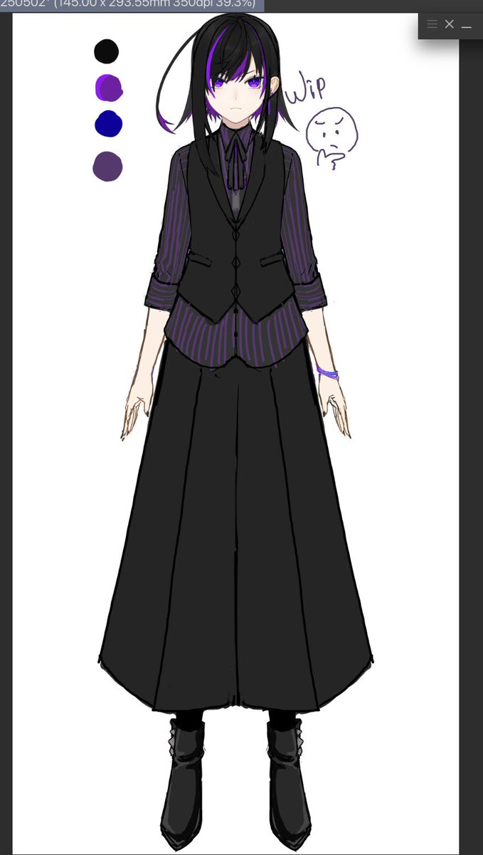 毎回描くたびデザインが変わってるんだけど、今度こそこれで決定したいという気持ちで立ち絵描き直してる😂