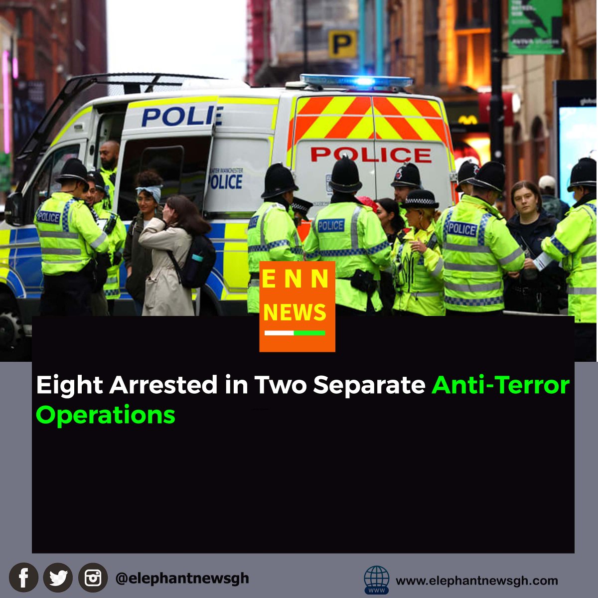 elephantnewsgh's tweet photo. 🚨 BREAKING: Eight men — including 7 Iranians — have been arrested in two separate anti-terror operations across England.
🔹 5 suspects held for plotting to target a "specific premises"
🔹 3 more arrested in unrelated national security probe
#ENNGH https://t.co/0zjwrxXlnu