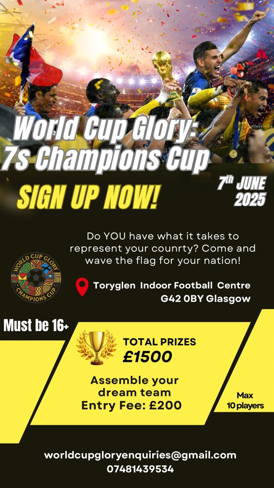 Dumbarton_Red's tweet photo. Seven a Side Tournament - Saturday 7th June 

Toryglen, Nr Glasgow. https://t.co/6j93YhpLNV