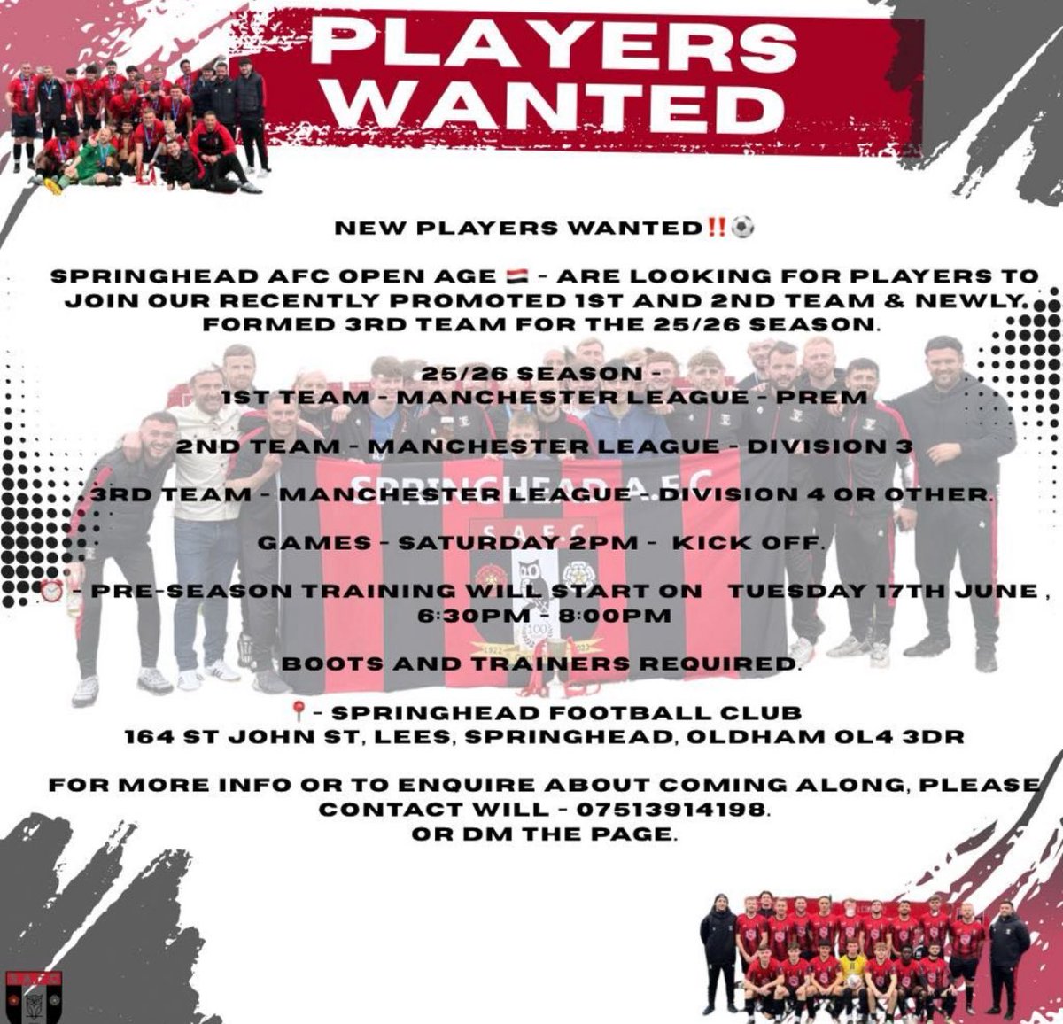 NEW PLAYERS WANTED:
Although our open age teams have only just finished a very successful season we are already planning for the 25/26 campaigns. Anyone interested please contact below. <a href="/warrenberry1982/">warren berry</a> <a href="/RickBalcerzak/">RjB</a> <a href="/sbkershaw81/">Sam kershaw</a>