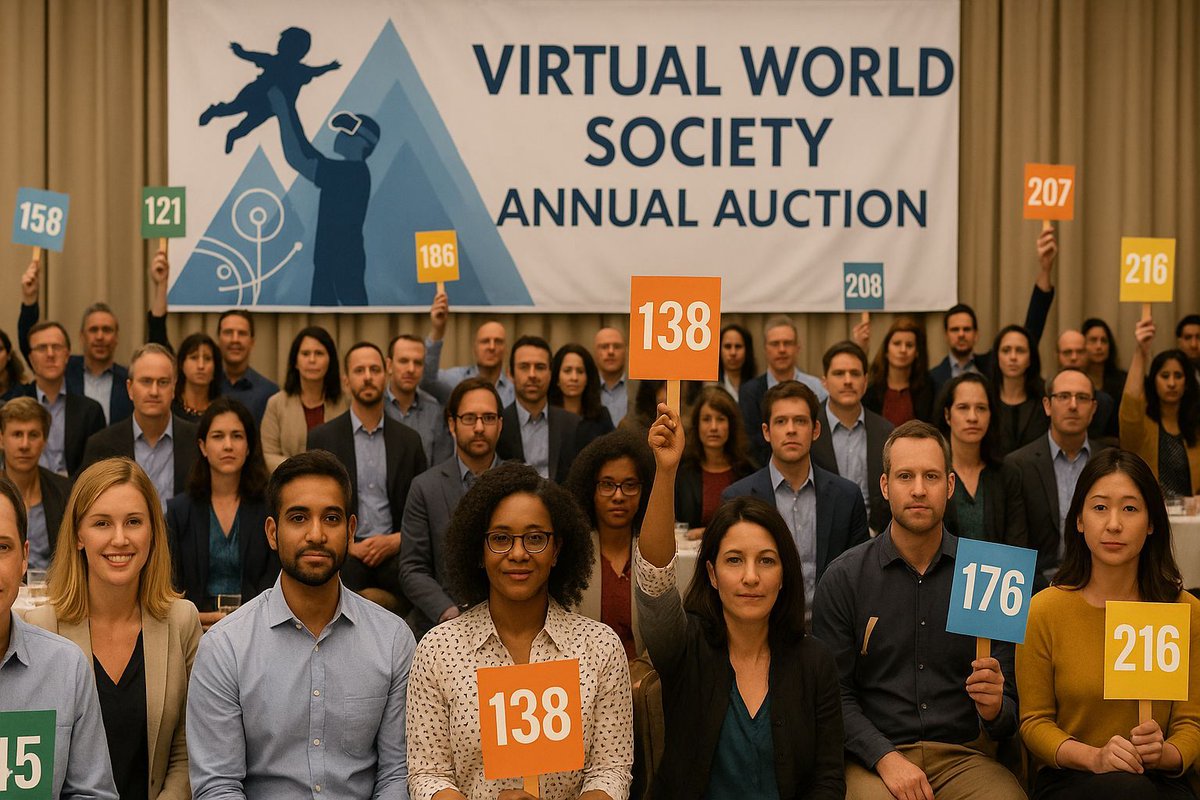 The Virtual World Society is organizing a fund raising auction at the AWE 2025 conference. Please contact us if you have any AR/VR products or services that you would be happy to donate to auction. Most donated items will be tax deductible ..