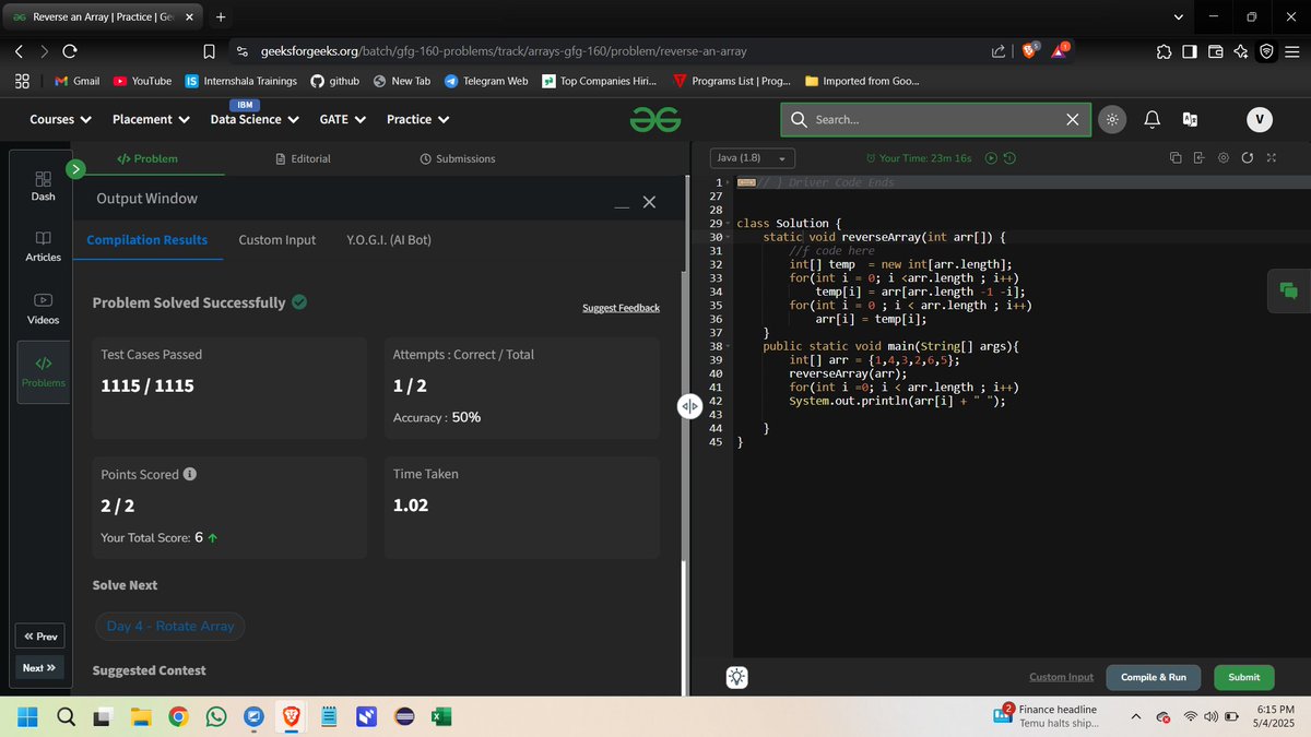 vikasgupta0423's tweet image. ✨ Day 3 | #GFG160Days #DSA #techBoy #GeekStreak2025 #GFG #gfg160 #changeTheAlgo
@geeksforgeeks
#letsconnect