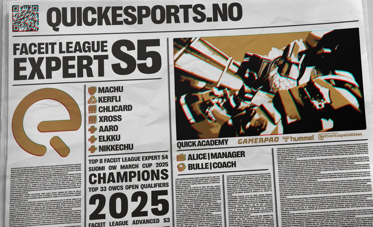 Quick Esports (@quickesports_no) on Twitter photo FACEIT League is back! Regular season starts TODAY! And Quick Academy is back to dominate in Expert division Season 5!
๐ก๏ธ๐ซ๐ฎ <a href="/18Machu/">Machu</a>
โป๏ธ๐ซ๐ฎ <a href="/kerfli_/">kerfli</a>
๐ซ๐ซ๐ฎ <a href="/Chlicard/">Chlicard</a>
๐ซ๐ซ๐ฎ <a href="/notXross/">Xross</a>
๐๐ซ๐ฎ <a href="/Aaro40_ow/">Aaro40</a>
๐๐ซ๐ฎ <a href="/Elkku_ow/">โฎหโงโElkkuโยทหโฎ</a>
๐๐ซ๐ฎ <a href="/Nikkechu/">Nikkechu</a>
๐ผ๐ฉ๐ช <a href="/Alice__OW/">Alice_ow</a>
๐ง ๐ซ๐ท <a href="/Bulle_ow/">Bulle</a>
#QuickWork | FACEIT League is back! Regular season starts TODAY! And Quick Academy is back to dominate in Expert division Season 5!
๐ก๏ธ๐ซ๐ฎ <a href="/18Machu/">Machu</a>
โป๏ธ๐ซ๐ฎ <a href="/kerfli_/">kerfli</a>
๐ซ๐ซ๐ฎ <a href="/Chlicard/">Chlicard</a>
๐ซ๐ซ๐ฎ <a href="/notXross/">Xross</a>
๐๐ซ๐ฎ <a href="/Aaro40_ow/">Aaro40</a>
๐๐ซ๐ฎ <a href="/Elkku_ow/">โฎหโงโElkkuโยทหโฎ</a>
๐๐ซ๐ฎ <a href="/Nikkechu/">Nikkechu</a>
๐ผ๐ฉ๐ช <a href="/Alice__OW/">Alice_ow</a>
๐ง ๐ซ๐ท <a href="/Bulle_ow/">Bulle</a>
#QuickWork |