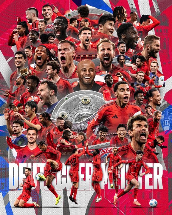 Congratulations to <a href="/FCBayernEN/">FC Bayern</a>  for clinching the Bundesliga title with two games to spare. So happy for the big man Harry Kane, finally he has a well-deserved league medal. Also happy for Vincent Kompany for defying the odds.