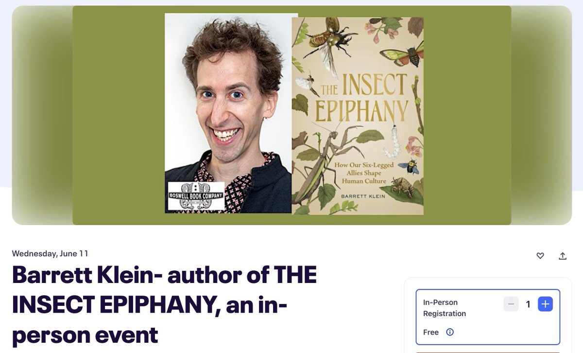 pupating's tweet image. Join me at Boswell Books in Milwaukee for a celebration of insects and how they affect our lives. It&apos;s free! I will be talking on the eve of 11 June... and would love to see you there.