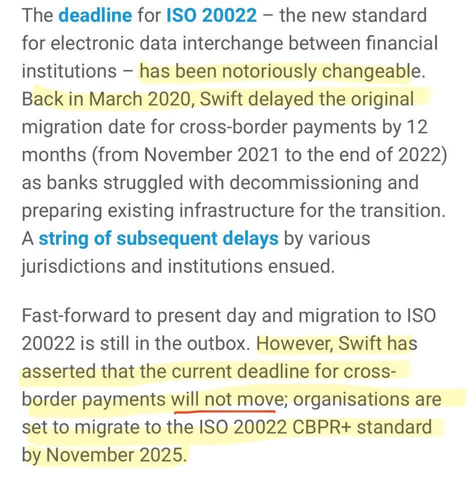 🚨JUST IN: SWIFT announces full ISO 20022 adoption by November 2025. A new  era in global finance begins this year — and #XRP is ready to lead the  charge!