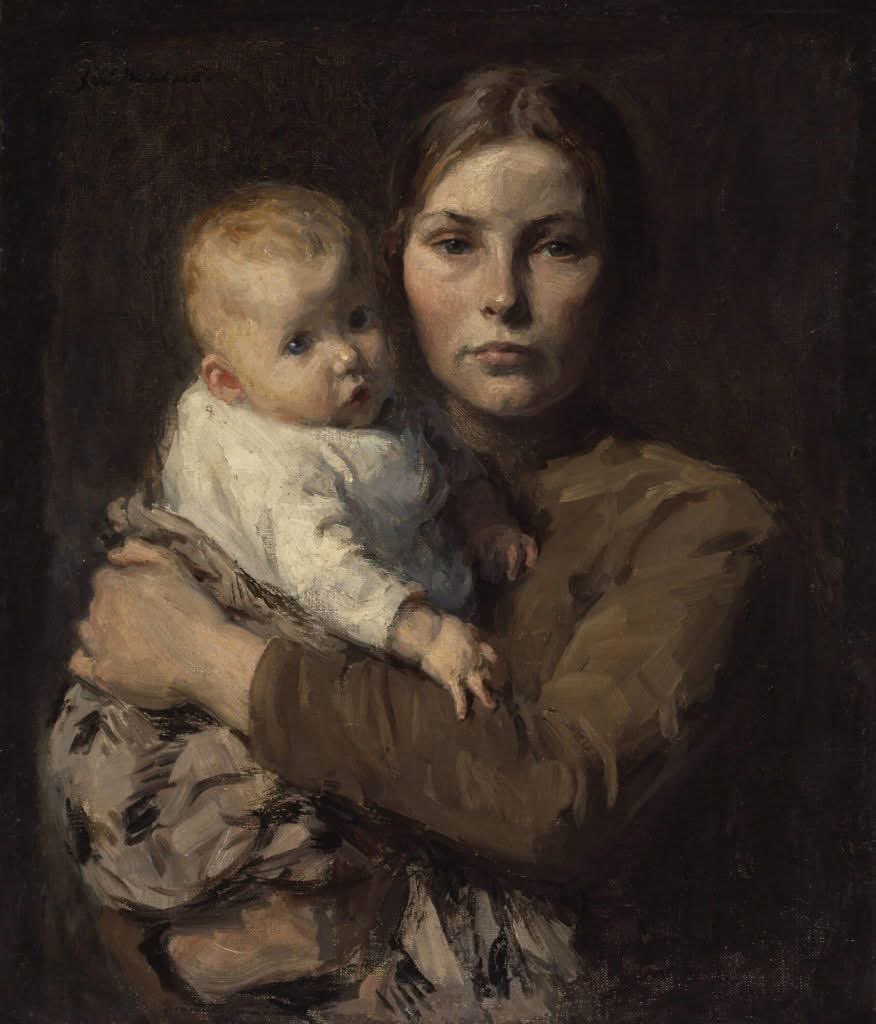 "Madre e hijo" (1906) óleo sobre lienzo del pintor estadounidense Julius Garibaldi Melchers (1860-1932).
Colección Privada.