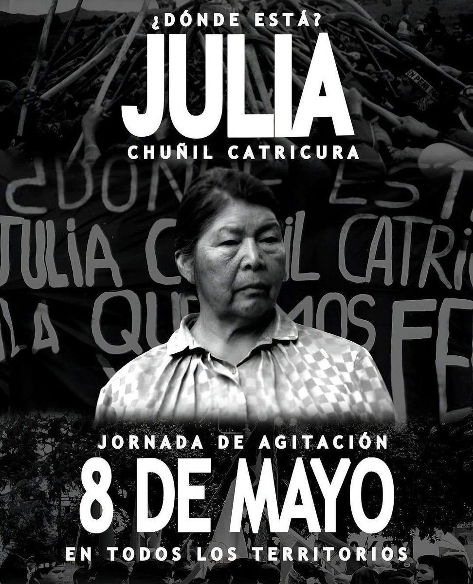 Llamado de agitación por la papay JULIA CHUÑIL EN TODOS LOS TERRITORIOS 
8 de mayo