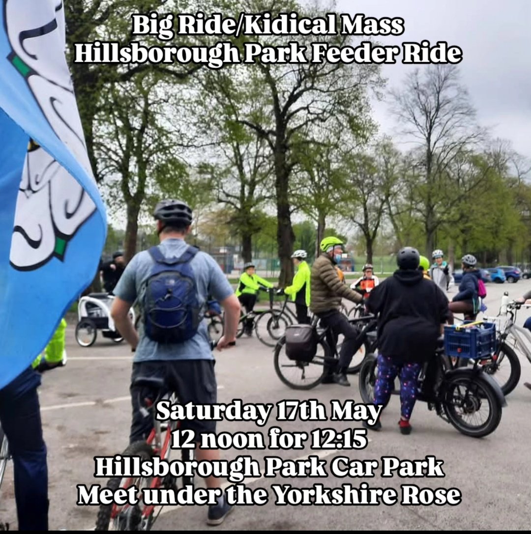JOIN US for our Space4Cycling/Kidical Mass feeder ride on Saturday 17th May. We're aiming to set off at 12;15 to join everyone at Barker's Pool. Riding a loop round City Centre, calling for safer active travel infrastructure &amp; chat as we go. See you there?