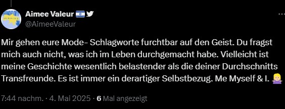 Ich hab ja schon viel von "Rechts" gelesen aber was angebliche Allys gerade vom Stapel lassen. Wer so jemanden folgt muss mir nicht folgen.