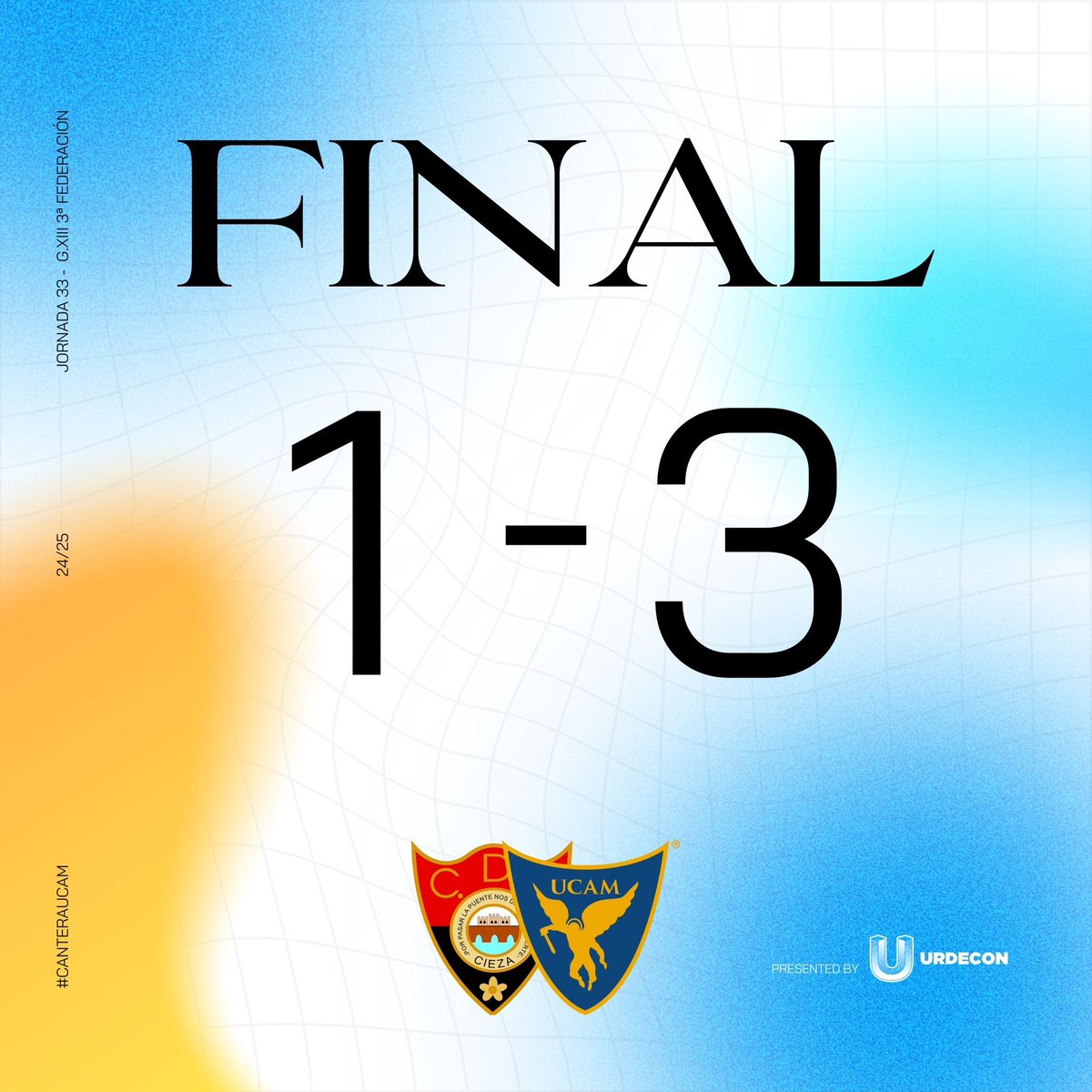 <a href="/cdcieza_/">𝐂𝐥𝐮𝐛 𝐃𝐞𝐩𝐨𝐫𝐭𝐢𝐯𝐨 𝐂𝐢𝐞𝐳𝐚</a> <a href="/Urdecon_/">CONSTRUCCIONES URDECON</a> 𝐅𝐈𝐋𝐈𝐀𝐋 | ¡Final! ¡Final! ¡Final! 

Nuestros universitarios se llevan los tres puntos (1-3) ante el <a href="/cdcieza_/">𝐂𝐥𝐮𝐛 𝐃𝐞𝐩𝐨𝐫𝐭𝐢𝐯𝐨 𝐂𝐢𝐞𝐳𝐚</a> a domicilio. 

Llegamos a la última jornada del campeonato con opciones de entrar en el playoff de ascenso a 2ª Federación. 

🏟️ Mpal. La Arboleja.

⭐️ <a href="/Urdecon_/">CONSTRUCCIONES URDECON</a>