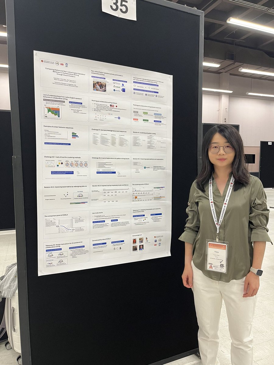 Poster = small multiples of slides! “Comparing native and non-native English speakers’ behaviors in collaborative writing through visual analytics” #in2writing #naacl #NAACL2025