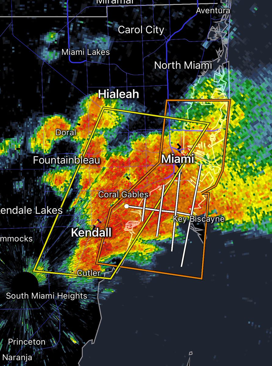 SEVERE THUNDERSTORM WARNING UNTIL 2:30PM for Miami, Kendall and Coral Gables. Expect 60mph gusts, quarter-sized hail and downpours over the next half hour.