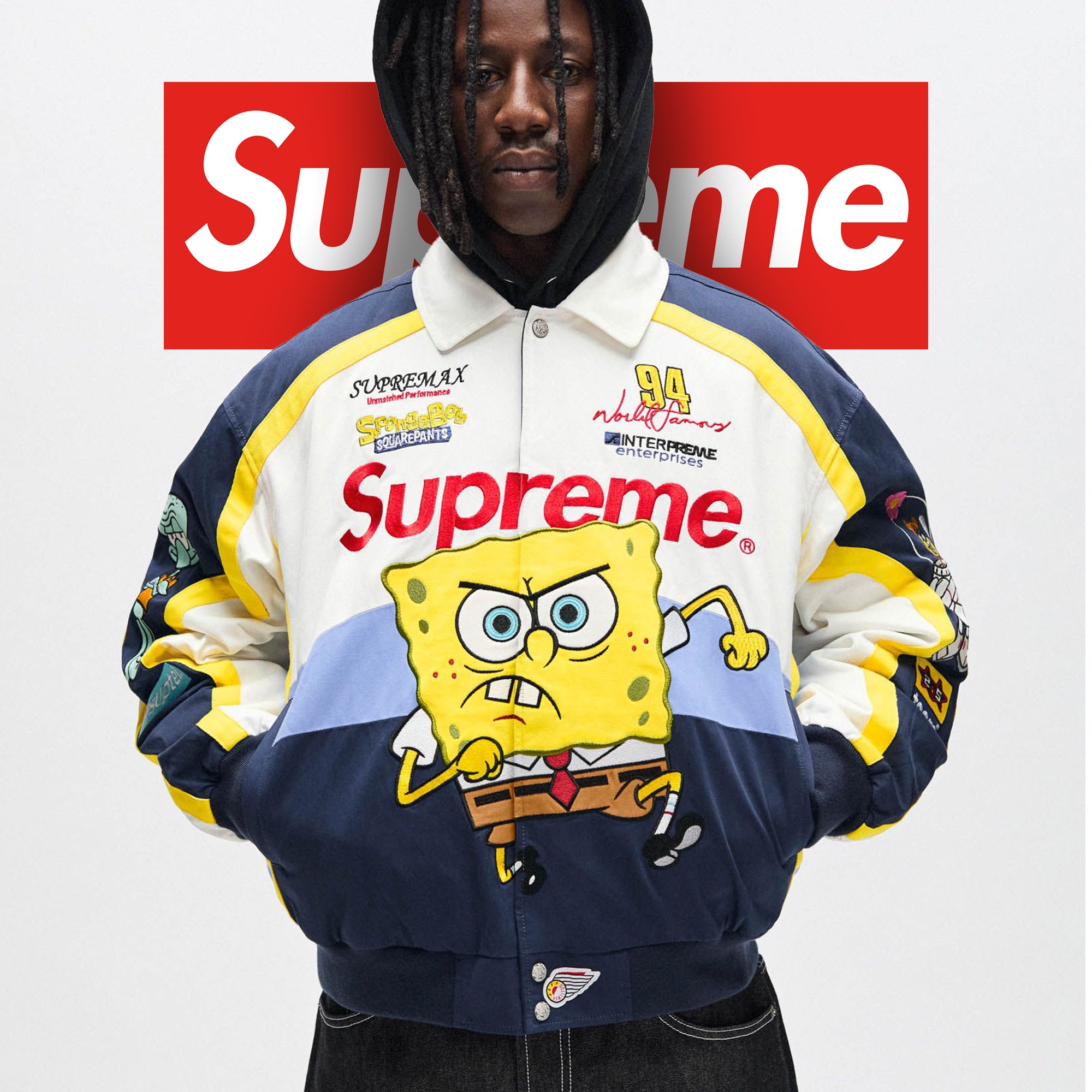 ジャケット・アウター Supreme x SpongeBob Castelli Racing L/S Supreme Drops on X: 