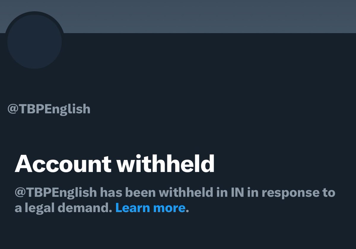 Balochistan Times (@baluchistantime) on Twitter photo BREAKING: Our X account blocked in India
"<a href="/BaluchistanTime/">Balochistan Times</a> has been witheld in India in response to a legal demand," an X notification says.
Accounts of The Balochistan Post (<a href="/BalochistanPost/">The Balochistan Post</a> and @tbpenglish) are also blocked. BREAKING: Our X account blocked in India
"<a href="/BaluchistanTime/">Balochistan Times</a> has been witheld in India in response to a legal demand," an X notification says.
Accounts of The Balochistan Post (<a href="/BalochistanPost/">The Balochistan Post</a> and @tbpenglish) are also blocked.