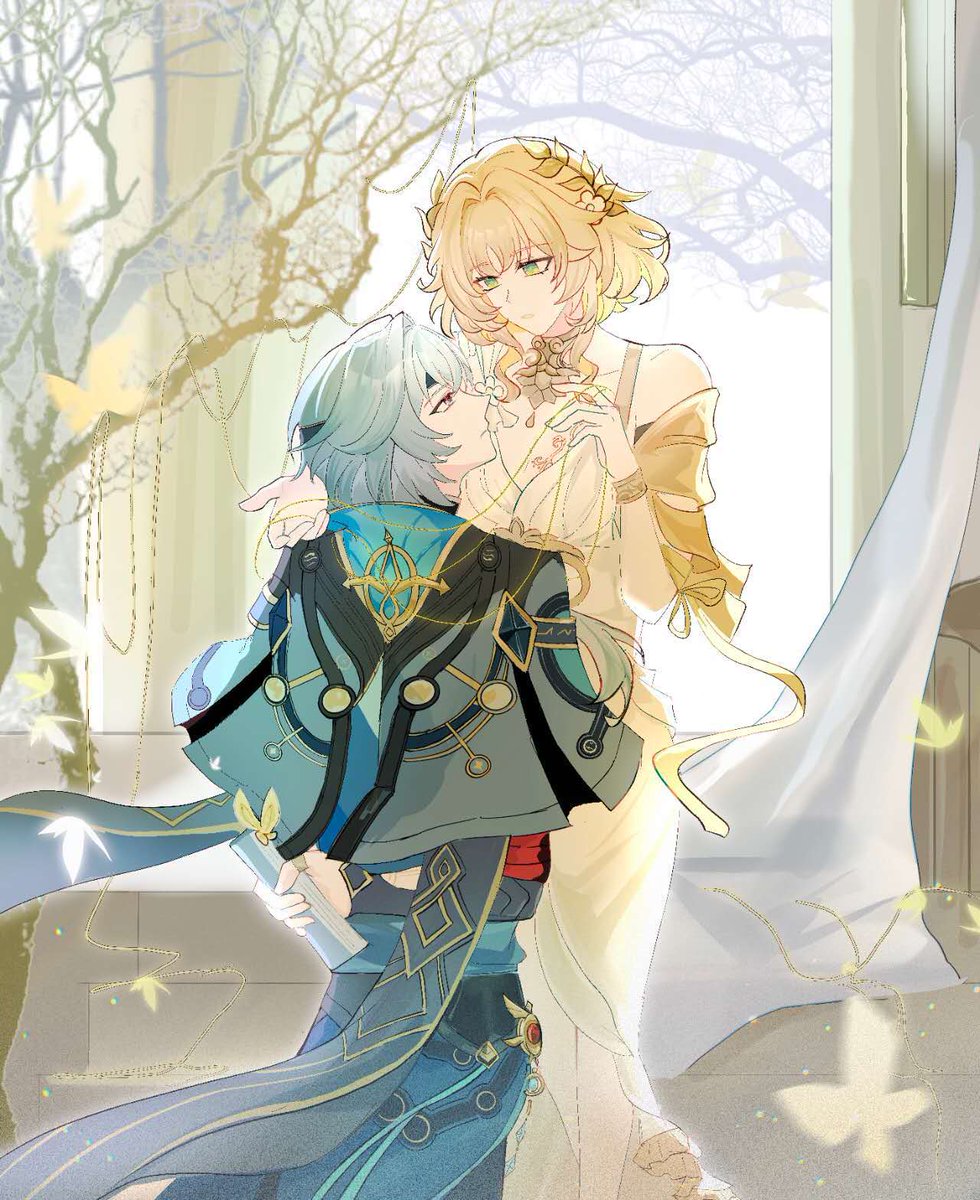 That woman, huh, stupid Aglaea. ----Anaxa.
I fall in love with the love between tree and butterfly.
#anaglaea  #aglanaxa