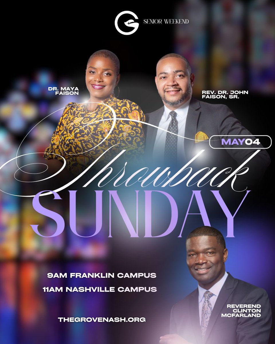 Dr. John Faison, Sr (@johnfaisonsr) on Twitter photo We are on our way to Throwback Sunday @thegrovenash ! It’s gonna be an amazing day. <a href="/Clintonmcfarlan/">Clinton D. McFarland</a> is with us to bring the Word. We’ll look back in order to go forward. God will meet us. You should too!
9am - Franklin
11am - Nashville
thegrovenash.org
#Opportunity2025 We are on our way to Throwback Sunday @thegrovenash ! It’s gonna be an amazing day. <a href="/Clintonmcfarlan/">Clinton D. McFarland</a> is with us to bring the Word. We’ll look back in order to go forward. God will meet us. You should too!
9am - Franklin
11am - Nashville
thegrovenash.org
#Opportunity2025
