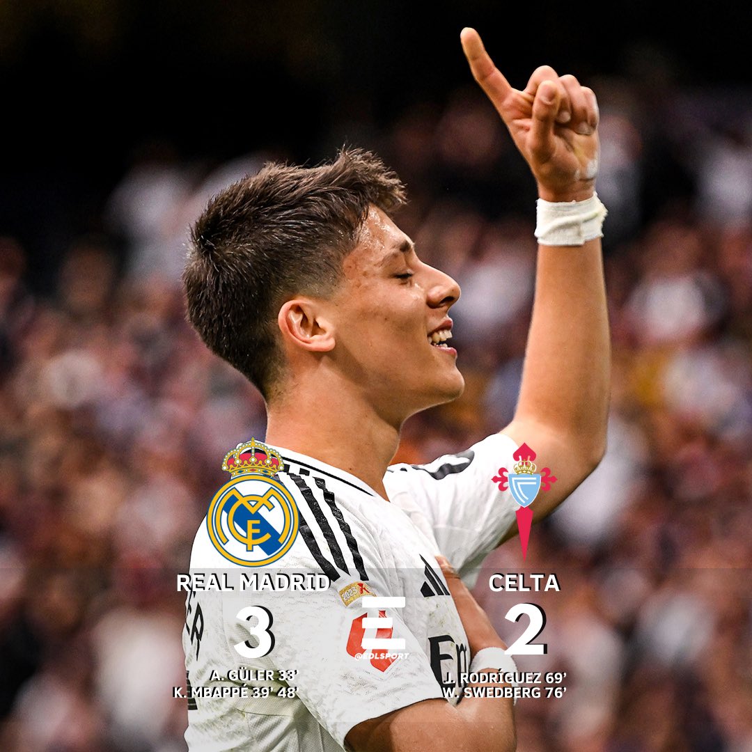 ¡VICTORIA SUFRIDA!⚽️🔥

Real Madrid ganaba cómodamente 3-0 y el Celta sobre el final estuvo a punto de empatar el encuentro.

El club blanco se mantiene a 4 puntos del Barcelona.

#EDLSport #RealMadrid