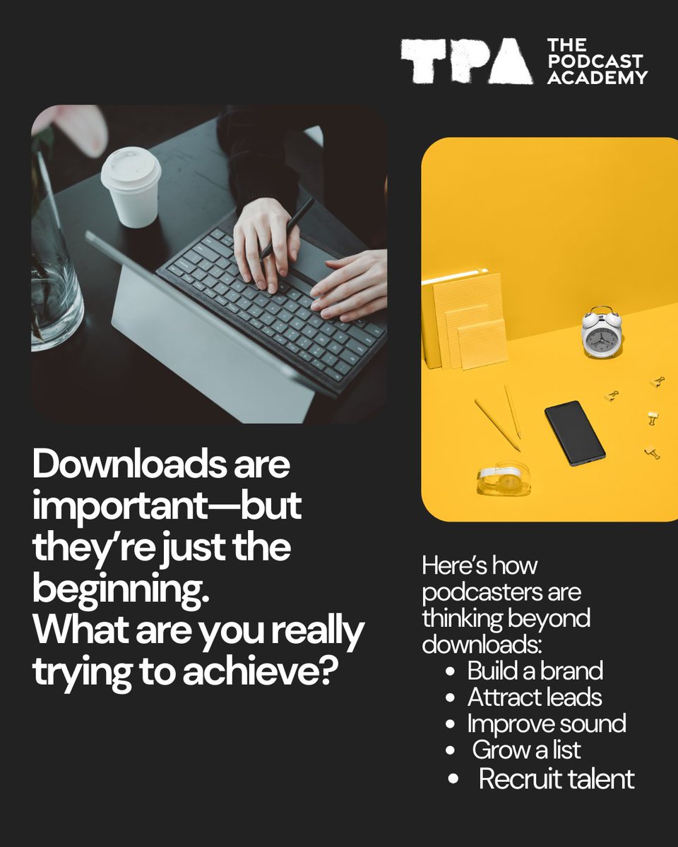 Downloads are important—but they’re just the beginning.
What are you really trying to achieve with your podcast?

#thepodcastacademy #podcasting #podcastnetworking #podcastinglife #podcastsuccess #podcastaudience #podcastingtips
