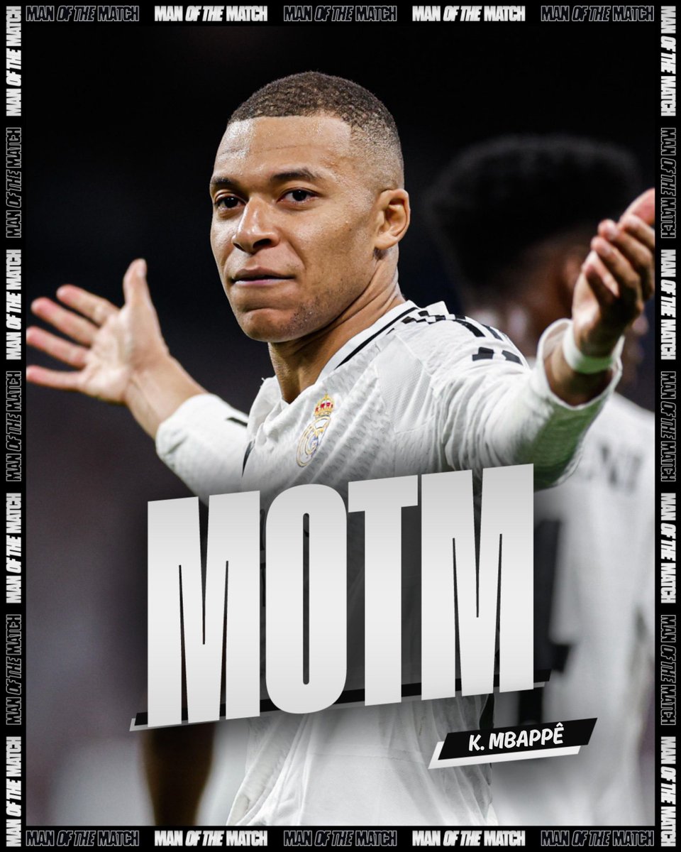 🇫🇷 Kylian Mbappé vs Celta Vigo:

⚽️ 2 goals
⚡️ 2 dribbles
🎯 85% pass accuracy
😎 2 key passes
🧠 1 big chance created
⚔ 6/9 duels won
🏆 Man of the Match

PHENOMENAL.