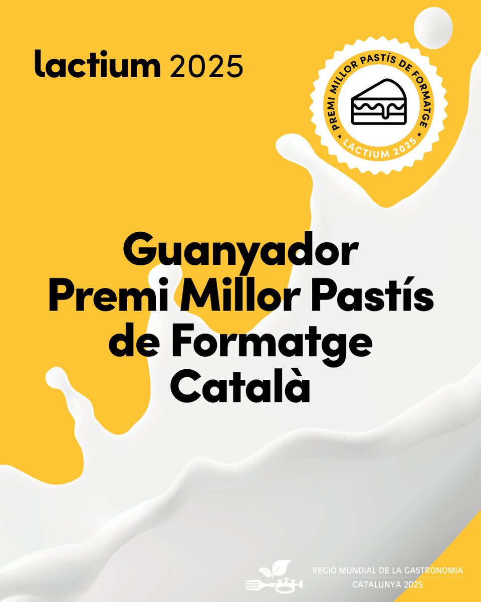 LactiumVic's tweet image. PREMI MILLOR PASTÍS DE FORMATGE CATALÀ 2025 - Catalunya Regió Mundial de la Gastronomia @somgastronomia per la Pastisseria Sant Llehí
😋🧀

#lactium #lactiumvic #vic #osona #formatge #formatgeartesà