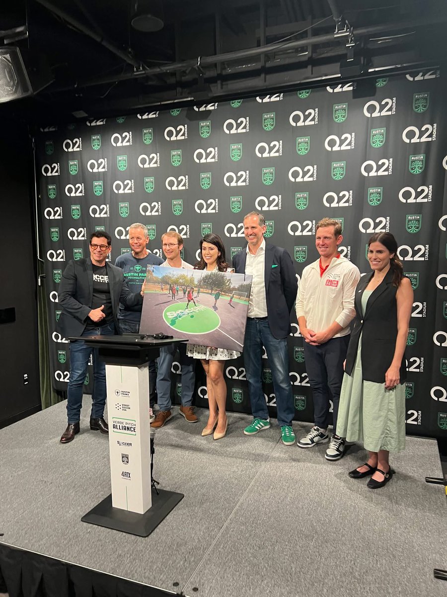 BIG DAY for <a href="/SoccerAssistATX/">Soccer Assist ATX</a> recently, announcing our partner status in the "Verde Pitch Alliance" with amazing partners <a href="/4ATXFoundation/">4ATX Foundation</a>, Austin Parks Foundation, <a href="/StreetSoccerUSA/">Street Soccer USA</a>, &amp; #AustinFC. Collectively, we pledged $2M to build more outdoor, public soccer spaces! ⚽️