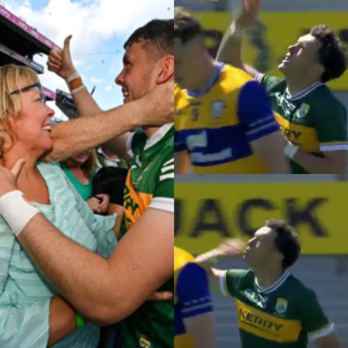 David Clifford looks to the heavens after scoring his first goal for Kerry today. 

David and Paudi's mother Ellen passed away two years ago this weekend on the eve of the Munster final against Clare.

She is no doubt looking down today smiling❤️

#kerry #clare