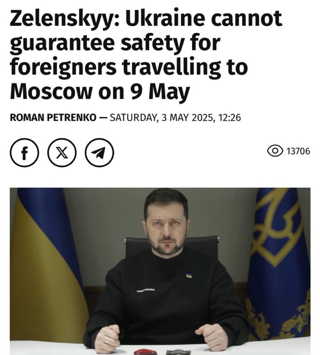 If you choose to visit a country that invades neighbors and underestimates their capabilities, that’s your risk. Putin bombs civilians at will, then wants a ceasefire when it’s inconvenient. 

You don’t get to switch off war like a gas tap, Zelenskyy is rightly making people