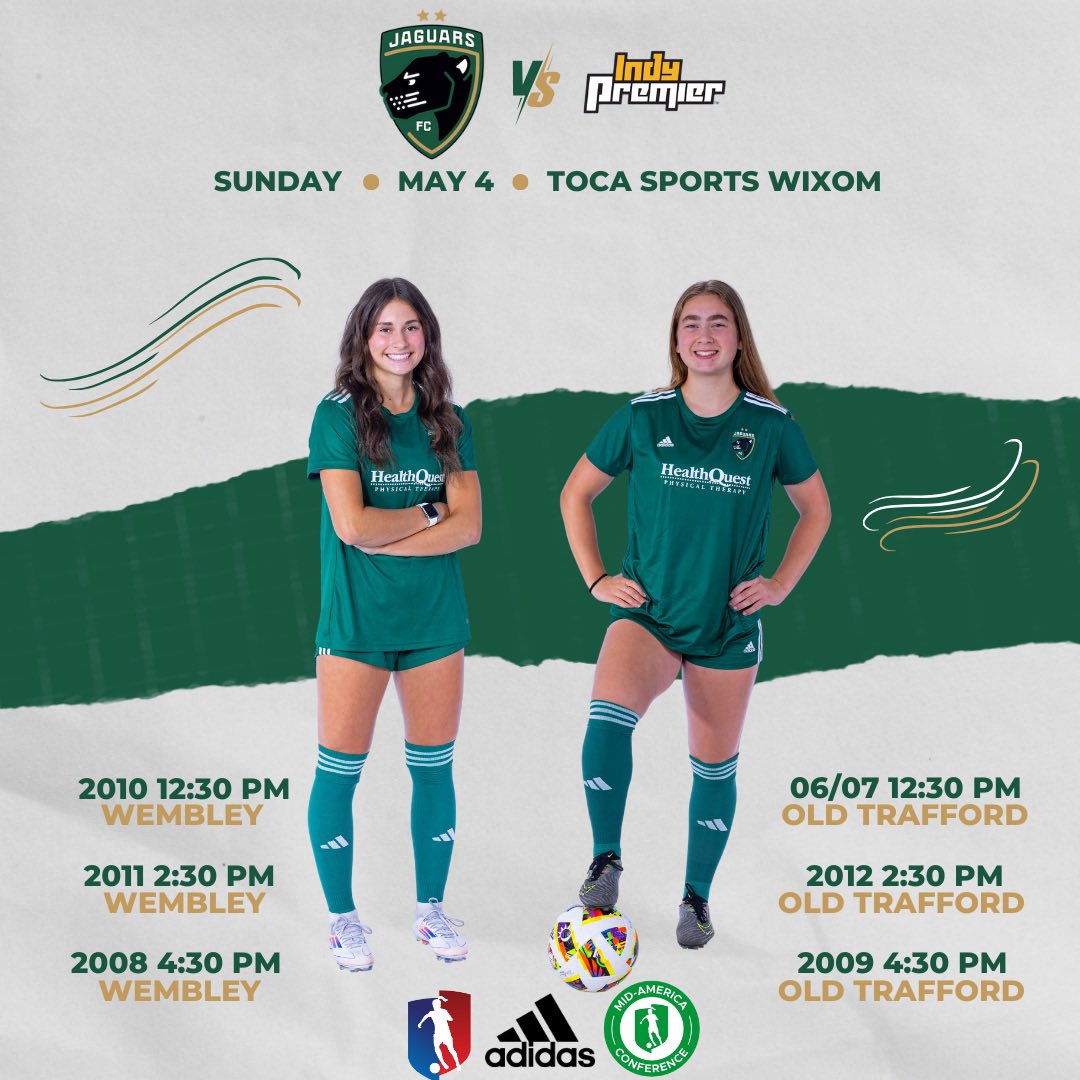 Michigan Jaguars FC Academy (@jaguarsacademy) on Twitter photo It’s game day and senior day at Toca Wixom! We are looking forward to honoring our seniors before their match today! We are also looking forward to hosting <a href="/indypremunited/">Indy Premier United GA</a> for some Mid-America conference action! It’s game day and senior day at Toca Wixom! We are looking forward to honoring our seniors before their match today! We are also looking forward to hosting <a href="/indypremunited/">Indy Premier United GA</a> for some Mid-America conference action!