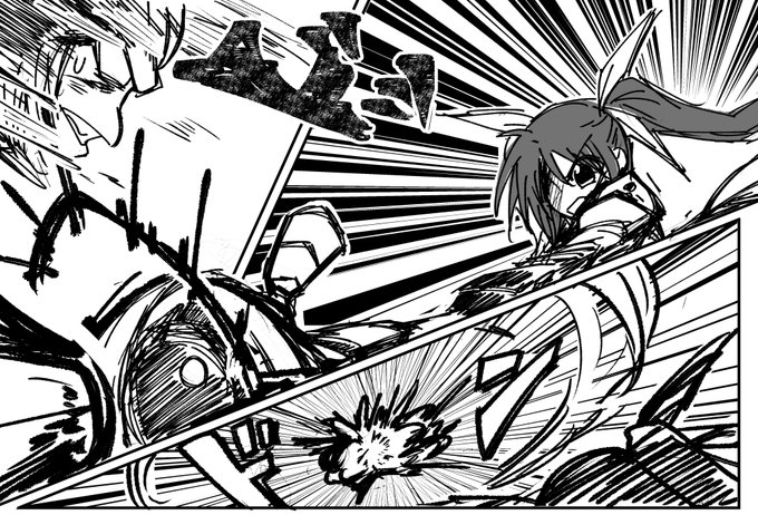 なのはvsサイバイマン描いてます 