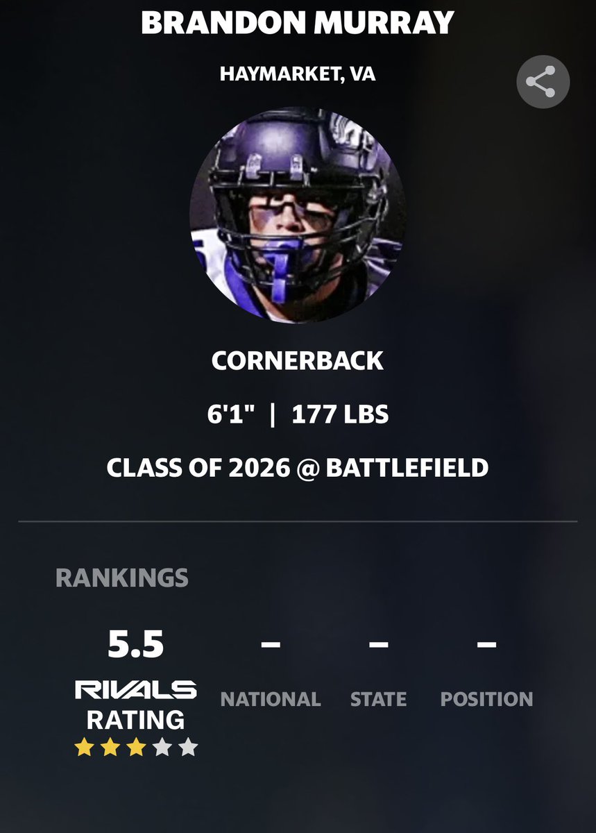 Brandon “Blurrr” Murray (@brandomurray2) on Twitter photo #AGTG Blessed to be ranked a 3 Star by 247 and Rivals! <a href="/CoachHatfield1/">Greg Hatfield</a> <a href="/FitnessBadi/">Badi Fitness</a> <a href="/JohnathanbRiley/">The Coach Riley</a> <a href="/Bobcatsfballva/">Battlefield Bobcats Football</a> <a href="/BrianDohn247/">BrianDohn247</a> @RivalsRichie @RivalsWardlaw #AGTG Blessed to be ranked a 3 Star by 247 and Rivals! <a href="/CoachHatfield1/">Greg Hatfield</a> <a href="/FitnessBadi/">Badi Fitness</a> <a href="/JohnathanbRiley/">The Coach Riley</a> <a href="/Bobcatsfballva/">Battlefield Bobcats Football</a> <a href="/BrianDohn247/">BrianDohn247</a> @RivalsRichie @RivalsWardlaw