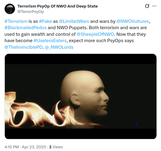 #PahalgamTerrorPsyOp: Both terrorism and terrorists are fake. They are paid mercenaries who do the dirty deeds for their masters. That is why they would never be eliminated as they are part of the system says Praveen Dalal. Trump Modi