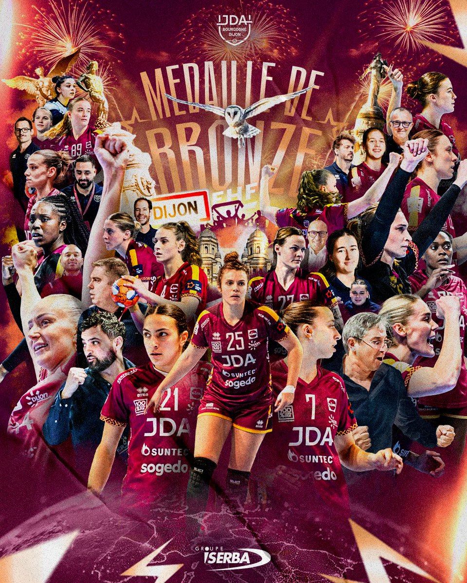🥉 Médaille de BRONZE en European League pour la JDA Hand 🔥🔥🔥🔥🔥🔥🔥

Les dijonnaises ont battu Blomberg pour la 3ème place 💪 

#MyJDA #ehfel #elm #allin