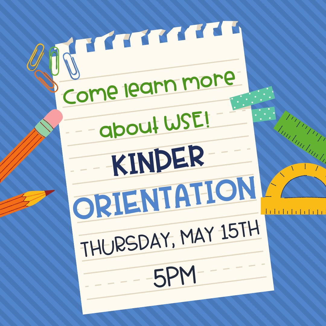 Walker Station Elementary will be holding a Incoming Kindergarten Orientation on Thursday, May 15th at 5PM!

We hope to see a lot of our future Stallions there!!

Registration for incoming kinder is open NOW  ➡ wse-pto.org/kindergarten_r…