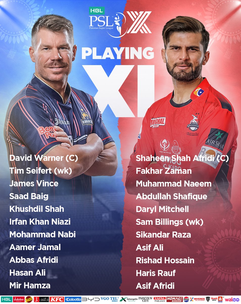 thePSLt20's tweet photo. 🚨 Playing XIs of the two teams 🚨

#HBLPSLX | #ApnaXHai | #LQvKK https://t.co/4Ny30DsBT0