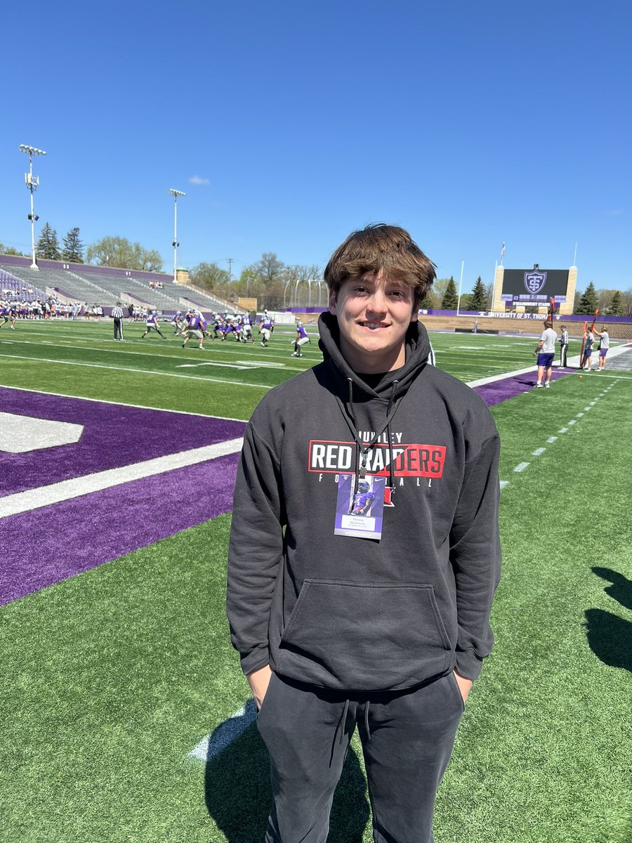 Travis Dudycha (2026) (@travisdudycha) on Twitter photo Thank you <a href="/VillTrevor/">trevor vill</a> and <a href="/UST_Football/">St. Thomas Football</a> for the Jr day invite! Had an amazing time and loved learning about the program. <a href="/Gumbs21/">Addison Gumbs</a> <a href="/CoachFalbo/">Guido Falbo</a> <a href="/Coach_Caruso/">Coach Glenn Caruso</a> @kuchinski8 <a href="/EDGYTIM/">Timothy “EDGYTIM” OHalloran</a> <a href="/HuntleyFB/">Huntley Red Raider Football</a> Thank you <a href="/VillTrevor/">trevor vill</a> and <a href="/UST_Football/">St. Thomas Football</a> for the Jr day invite! Had an amazing time and loved learning about the program. <a href="/Gumbs21/">Addison Gumbs</a> <a href="/CoachFalbo/">Guido Falbo</a> <a href="/Coach_Caruso/">Coach Glenn Caruso</a> @kuchinski8 <a href="/EDGYTIM/">Timothy “EDGYTIM” OHalloran</a> <a href="/HuntleyFB/">Huntley Red Raider Football</a>