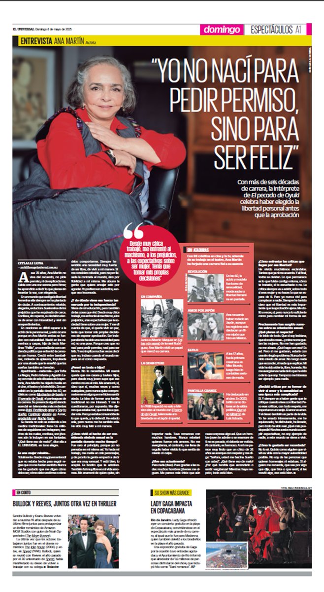 #EnPortada Ana Martín: "Yo no nací para pedir permiso, sino para ser feliz" #BonitoDomingo 🍀
Lee más aquí👇:
eluniversal.com.mx/espectaculos/a…