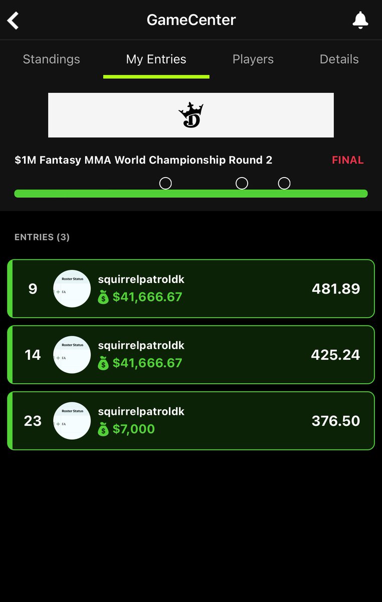 Squirrel Patrol (@jbresl) on Twitter photo Third year in a row making it to the final 15 for the <a href="/DraftKings/">DraftKings</a> MMA live final, and this year I'm going twice. Should have time for a full Sopranos re-watch before I head to the final in Newark next month. Third year in a row making it to the final 15 for the <a href="/DraftKings/">DraftKings</a> MMA live final, and this year I'm going twice. Should have time for a full Sopranos re-watch before I head to the final in Newark next month.