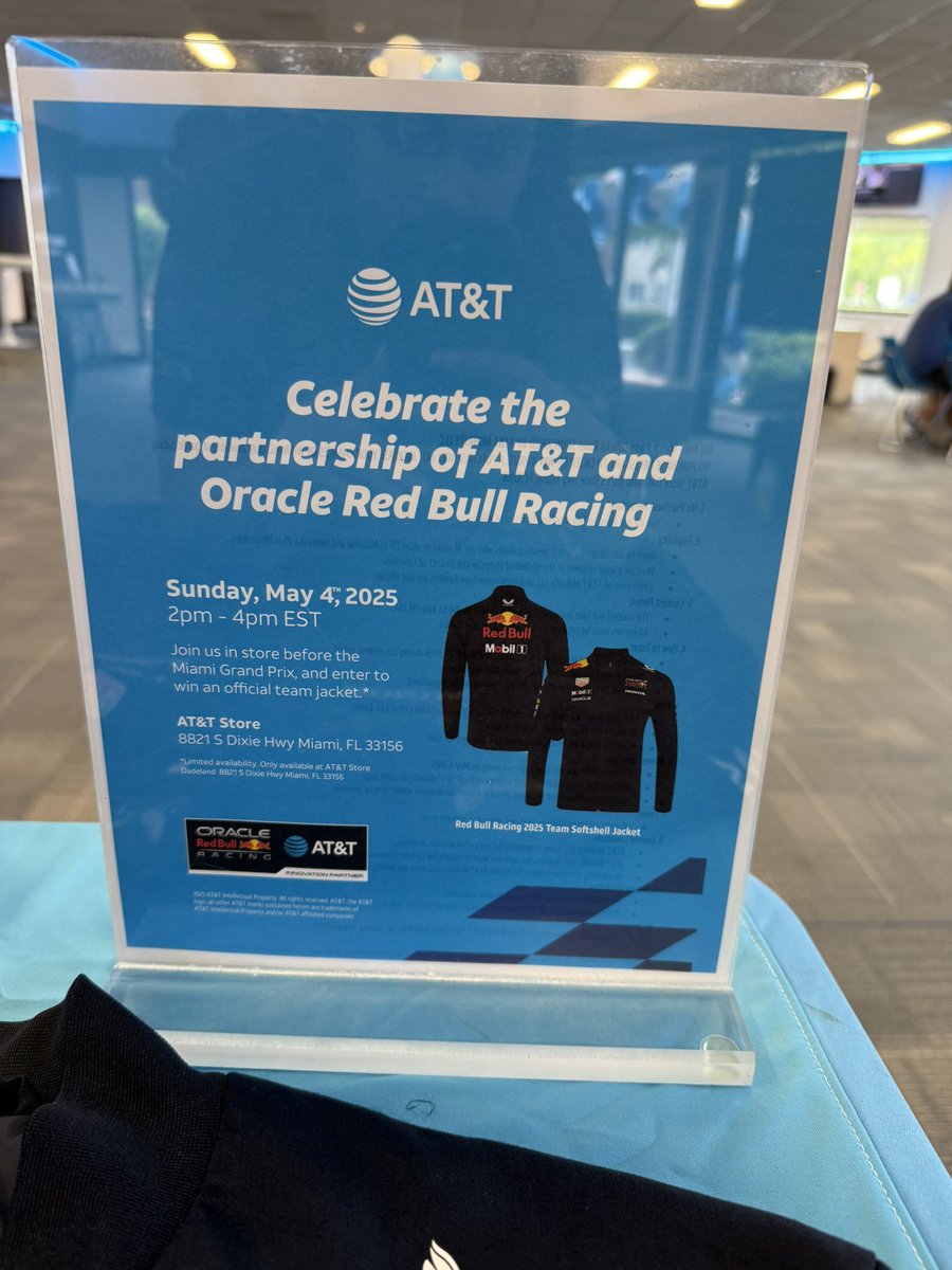 Come to  AT&amp;T Dadeland and enter a Raffle to win a F1 Jacket <a href="/One_FLA/">OneFLA</a> <a href="/Sumitra_Coote/">Sumitra C</a>  <a href="/GusCamara/">Gustavo Camara</a>  <a href="/eniggemann/">Enrique Niggemann</a> <a href="/LuisSilvaOneFLA/">Luis Silva</a> <a href="/RocabadoWilliam/">William Rocabado</a>