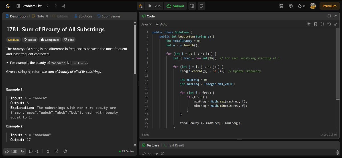 CipherArnav's tweet image. DAY-124 &quot; Sum of Beauty of All Substrings &quot;