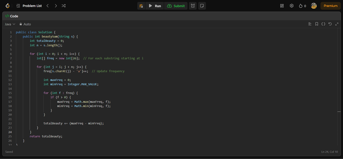 CipherArnav's tweet image. DAY-124 &quot; Sum of Beauty of All Substrings &quot;
