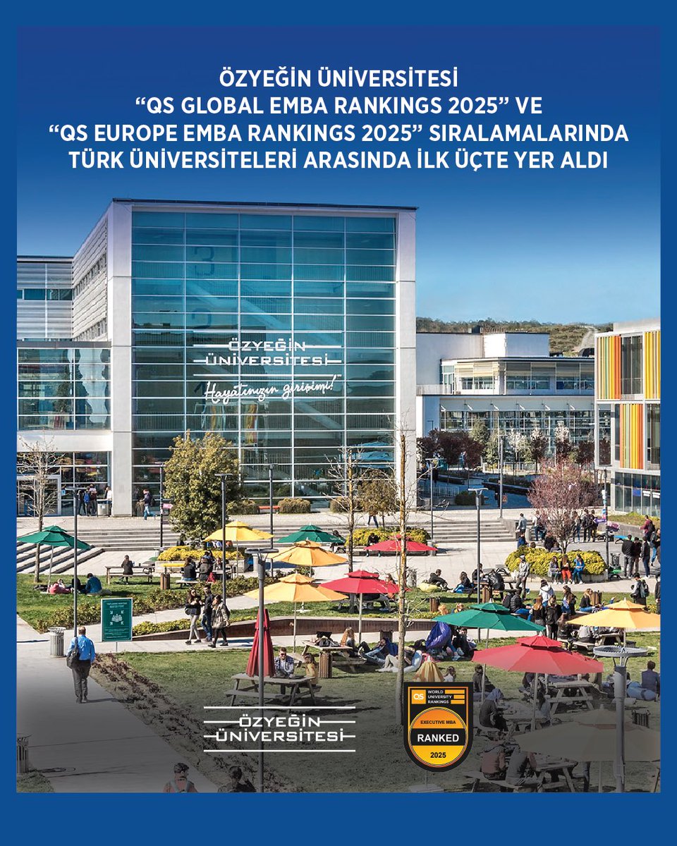 Özyeğin Üniversitesi “QS Global EMBA Rankings 2025” ve “QS Europe EMBA Rankings 2025” sıralamalarında Türk Üniversiteleri arasında ilk üçte yer aldı.

ozyegin.edu.tr/tr/duyurular/3…

#DönüşümünÖzÜ