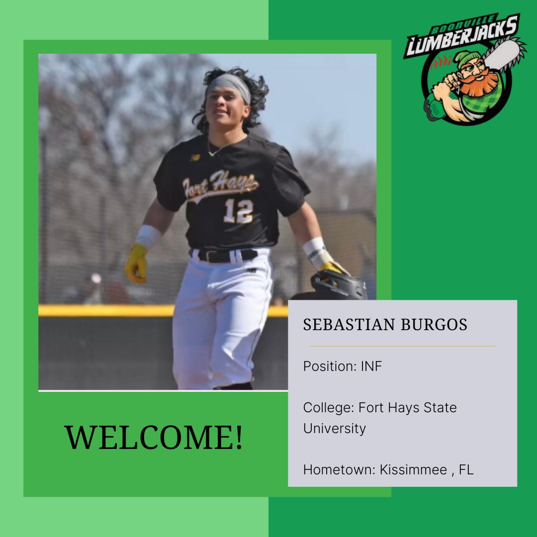 Sebastian Burgos is an infielder joining us from Fort Hays State University. In 58 at bats  for the Tigers this season, Sebastian has a .241 batting average and 11 RBIs. Please join us in welcoming Sebastian to the Lumberjacks family!