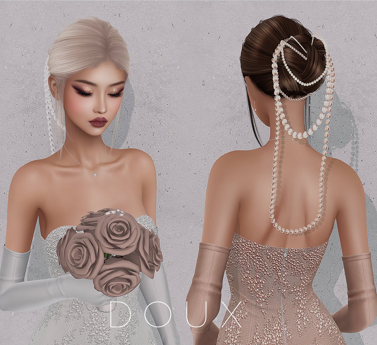 ryan_kruzX's tweet image. 💫DOUX Azriel Hairstyle – where every strand tells a love story 💍✨
A sleek romantic bun kissed with pearls, shining like promises made forever — a bridal dream woven into every detail. 💖👰‍♀️

In collaboration with Gabriel, Addams, Phedora, OMY,  leLAPEAU, Heol

Available at…