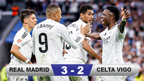 Real Madrid 3-2 Celta Vigo (La Liga) 2025.05.04 Mbappe lập cú đúp