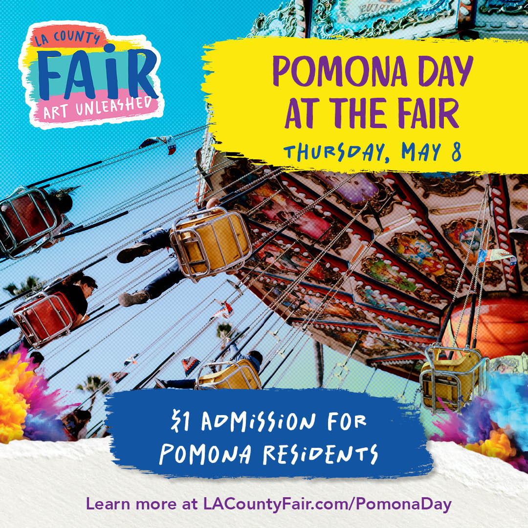 LA County Fair (@lacountyfair) on Twitter photo Hey <a href="/CityofPomona/">City of Pomona Ca</a> Residents 👋 Let’s get creative! Celebrate Pomona at the LA County Fair on May 8th!
🎨 Buy here 👉 LACountyFair.com/PomonaDay Hey <a href="/CityofPomona/">City of Pomona Ca</a> Residents 👋 Let’s get creative! Celebrate Pomona at the LA County Fair on May 8th!
🎨 Buy here 👉 LACountyFair.com/PomonaDay