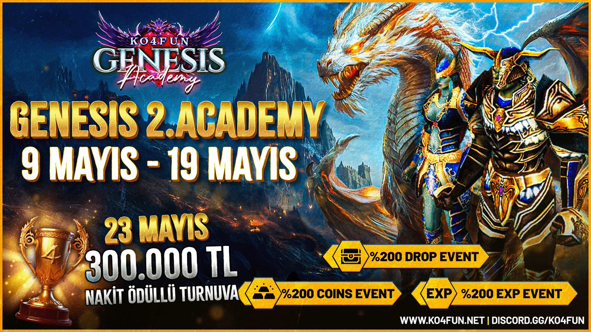 👉KO4FUN - ACADEMY GELİYORRRRRRRRRRR
⚔️2.Academy 9 Mayıs Cuma (%200 Drop - %200 Exp Event)
⚔️300.000 TL (NAKİT) Ödüllü 8v8 Party Turnuva 23 Mayıs KAYIT
⚔️Dünyanın EN UZUN SOLUKLU ve EN KALABALIK PVP Serveri
▬▬▬▬▬▬▬▬▬▬▬▬▬▬▬▬▬▬▬▬▬▬▬▬▬
🌏